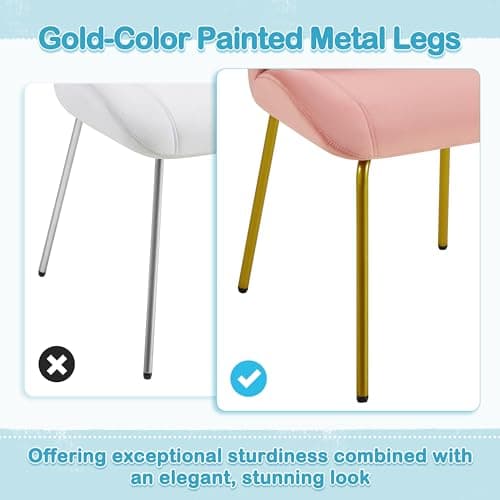 Yaheetech Fauteuil de Salon Moderne, Design Coquillage, Chaise de Chambre à Coucher Confortable, Rembourré, Ergonomique, Fauteuil en Velours avec Dossier, Pieds en Métal Plaqué Or, Rose