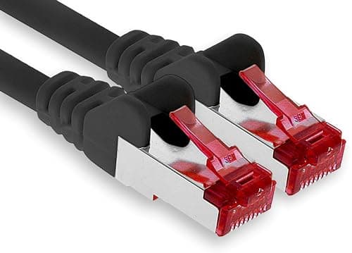 1aTTack.de - 1x 0,5m câble patch CAT6 S/FTP PIMF blindage CAT.6 câble réseau RJ45 câble Ethernet DSL LAN routeur commutateur modem panneau de brassage - noir - 1 pièce