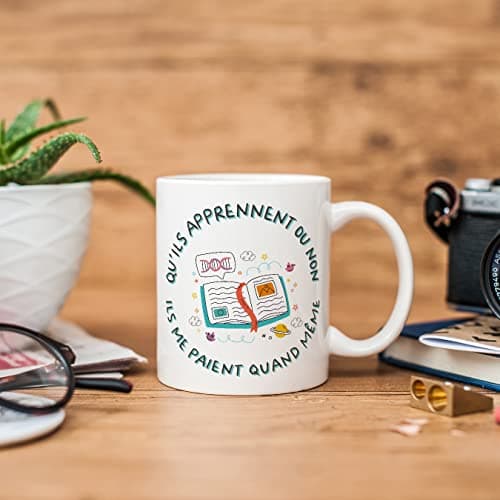 Mugffins Tasses pour PROFESSEUR - En Français - Cadeau original - Ils me paient quand même - 11 oz / 330 ml