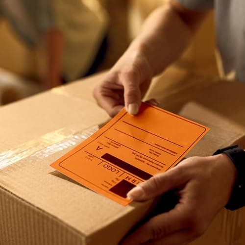 YIKIADA Lot de 250 étiquettes thermiques rectangulaires en vinyle imperméable pour code QR et adresse de bureau Orange 15,2 x 10,2 cm