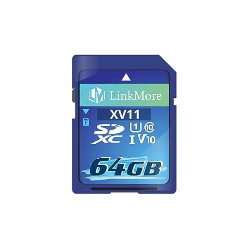 LinkMore 64 Go Carte SD Appareil Photo, Carte SDXC XV13, UHS-I, U1, V10, Classe 10, Carte Memoire Appareil Photo, Vitesse de Lecture Jusqu'à 98 Mo/s, d'écriture Jusqu'à 30 Mo/s Carte Memoire SD