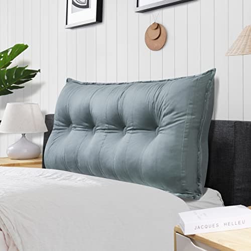 Rucener Oreiller Traversin Soutien Dorsal Gros Coussin Canapé Coussin Tête de Lit Dossier Traversin Gros Coussin Dossier Coussin de Lecture Triangulaire Coussin de Coin Bleu Profond 120 CM