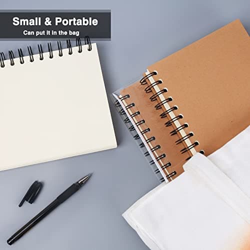 Srvnpioy Lot de 3 Cahiers à esquisse reliés spirale A5 Paysage, 300 pages (150 feuilles), papier épais de 80g/m2, A5 pour école, bureau et maison