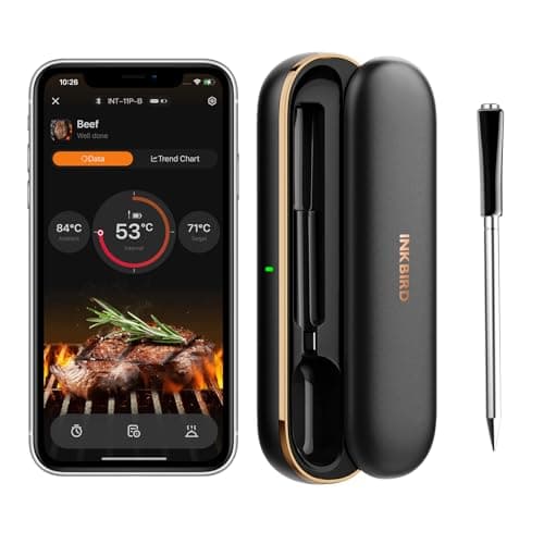 INKBIRD INT-11P Thermomètre à viande Sans Fil, Thermomètre Barbecue Bluetooth 91 m/300 pieds Contrôle App avec Alarmes de Température Intelligentes pour Four Gril Four Cuisine BBQ Fumoir