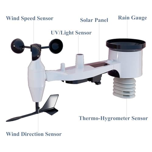ECOWITT Station météo avec capteur extérieur WS3800, 7 en 1, WiFi, station météo solaire WS69, pour la maison, console LCD d'intérieur sans fil de 7,5" pour le jardin, contrôle intelligent de liaison
