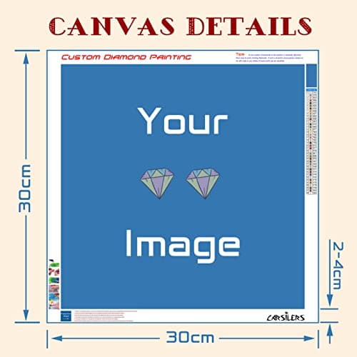 Carsilers 5D DIY Diamond Painting Private Custom Photo personnalisée Diamant Broderie Full Round Image de diamond painting personnalisé Painting Diamant Mosaïque wall Décor,Diamant Rond,30x30cm