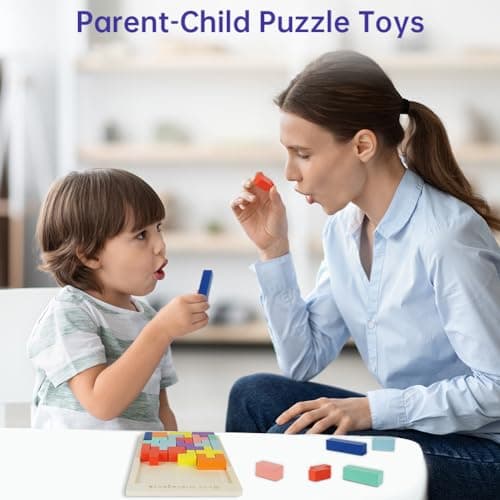 Ainiv Jeu de Blocs Russes Colorés 3D, Puzzle Tangram en Bois, Puzzle de Blocs en Bois, Jouet de Casse-Tête D'intelligence, Cubes de Puzzle de Blocs 3D, Jouets D'intelligence pour Enfants (30 Pièces)