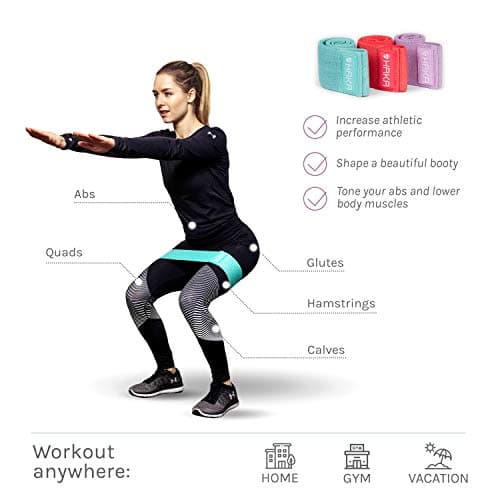 HAKA Booty Bands Lot de 3 bandes de fitness élastiques [antidérapantes et indéchirables] – Lot de bandes de résistance en tissu idéal pour l'entraînement des jambes et des fesses, avec eBook (français