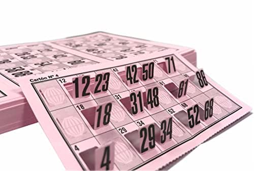 Genérico Lot de 480 cartons de chiffres découpés pour bingo traditionnel de 90 boules (Rose)