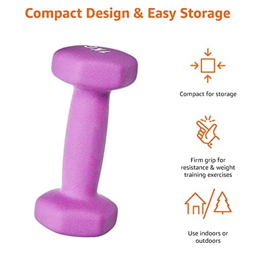 Amazon Basics Paire d'haltères en néoprène 2 x 1 kg, Violet