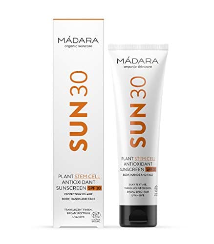 MÁDARA Organic Skincare | Crème solaire corporelle antioxydante aux cellules souches végétales SPF30 100 ml, protection UVA/UVA à large spectre, texture soyeuse et glissante, finition translucide