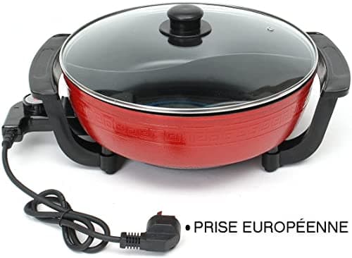 Pot de canard mandarin, Double Hot Pot, Fondue chinoise, Hot Pot électrique multifonctionnel antiadhésif domestique de 6L de grande capacité, Rouge.