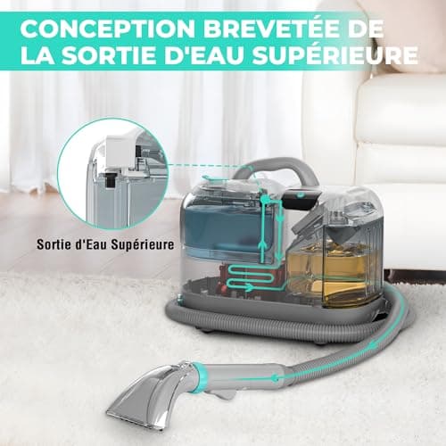 HAUSHOF StainZapper Vapo 3 en 1 Nettoyeur Vapeur de Tapis | Shampouineuse | Aspirateur Vapeur | Nettoyeur Profond, Désinfection | Pour Canapé Voiture et Tissus d'Ameublement | 1,8L+1,3L | 12KPa | 75dB