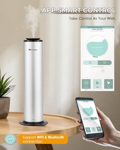 Mxmoonant Diffuseur d'Huiles Essentielles sans Eau, Couvrant 1500m3, 500ml Bouteille d'huile, Contrôle d'Application&Timer, Commerce, pour Bureau, Magasin, Hotel