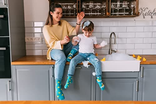 Dedoles Chaussettes Unisexe Homme Femme & Enfants beaucoup designs amusants gauche droite différent, couleur: Turquoise, motif: Canards, taille: 43-46