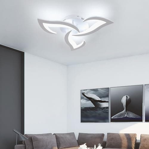Dorlink Plafonnier LED Dimmable, Luminaire Plafonnier 35W 3900LM, Lampe de Plafond Salon Acrylique Créatif avec Télécommande/APP 3000K-6500K pour Salon, Chambre, Salle à Manger, Blanc, Ø58cm