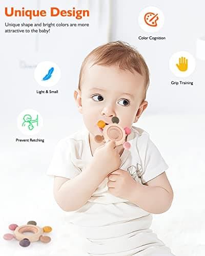 akolik Anneau de dentition pour bébé, en silicone pour jouet de dentition, accessoires d'allaitement sans BPA pour bébés de 3 mois et plus (Gouvernail B)