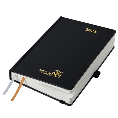 POPRUN Agenda 2025 Journalier 21,5 x 14,5 cm - Couverture Rigide, 1 Page par Jour A5 Agenda, D'Jan 2025 à Déc 2025-12 Mois, Avec signet à 2 rubans, Papier Certifié FSC® 80 g/m2, Noir