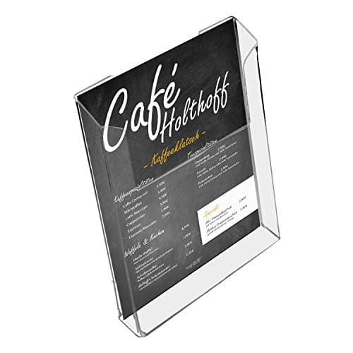 HMF 46843 Porte-brochures mural en acrylique Transparent Format A4 22 x 30,5 x 3,5 cm