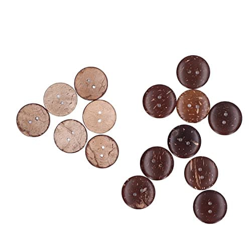 Boutons en Bois de Noix de Coco, 50 pcs boutons en coquille de noix de coco naturelle, boutons en bois, boutons de couture ronds à 2 trous, boutons d'ornement faits à la main bricolage de 25 mm