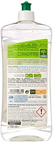 L'Arbre Vert Liquide Vaisselle Mains Amande Douce/Fleurs d'Abricotier Hypoallergénique, 750ml