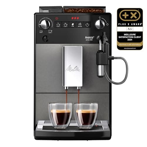 Melitta Avanza Grise, Machine à Café à Grain avec Broyeur et Système d'Extraction des Arômes, Silencieuse, Fonction Easy Cappuccinatore, Mode 1 à 2 Tasses, Automatique, F270-100, 1450W