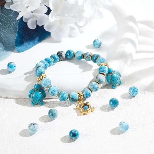 OLYCRAFT 48~50pcs Perles D'Apatite Naturelle 8mm Perles D'Apatite Bleu Océan Perles de Pierres Précieuses Pierre D'Énergie Perle Pierre Naturelle pour Bracelet Collier Fabrication de Bijoux