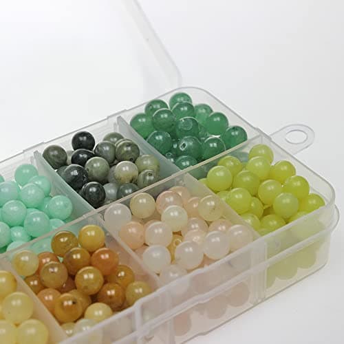 MJDCB 400pcs 6mm Pierre Perles Kit Rondes En Vrac Pierres Semi Précieuses Aventurine et Perles de Jade pour Bracelet Collier Fabrication de Bijoux Multicolore 006