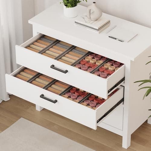 Lifewit Lot de 5 Organisateur Tiroir pour Commode, Separateur de Tiroir Pliable, Boite Rangement Vetement, Panier Rangement pour sous-Vetements, Vêtements d'enfant, Chaussettes, Cravates, Gris