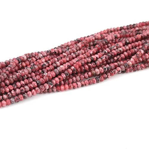 Lot de 30 perles en agate à facettes, rondes, semi-précieuses, 4 mm, jaspe rouge