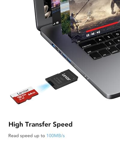 Lexar Carte Micro SD 64 Go, Carte Mémoire Micro SD+ Adaptateur, Microsdxc Carte TF jusqu'à 100 Mo/s, A1, U3, C10, V30, Full HD et 4K UHD pour Caméra, Telephone, Switch