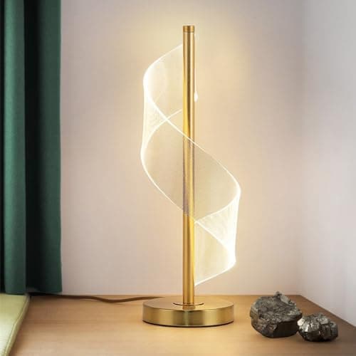 Mengjay LED Lampe de chevet,LED dimmable Spirale Lampe de table,3 températures,LED Moderne Lampe de Bureau pour chambre/salon/bureau/hôtel (Doré)