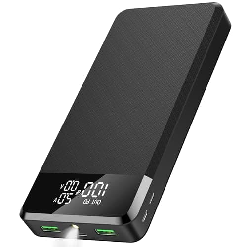Batterie Externe 42800 mAh: PD 25W Power Bank à Chargement Rapide Portable Chargeur USB C avec Grande Capacité et Lampe de Poche & Display LED, 3 Sorties et 3 entrées pour Smartphones (Noir)