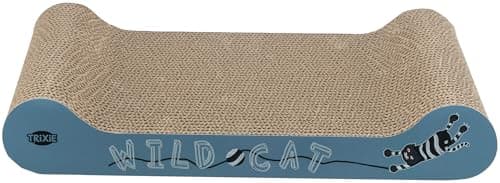 TRIXIE Carton à gratter Wild Cat avec herbe à chat - pour le soin naturel des griffes - 41 × 7 × 24 cm - bleu - 48000