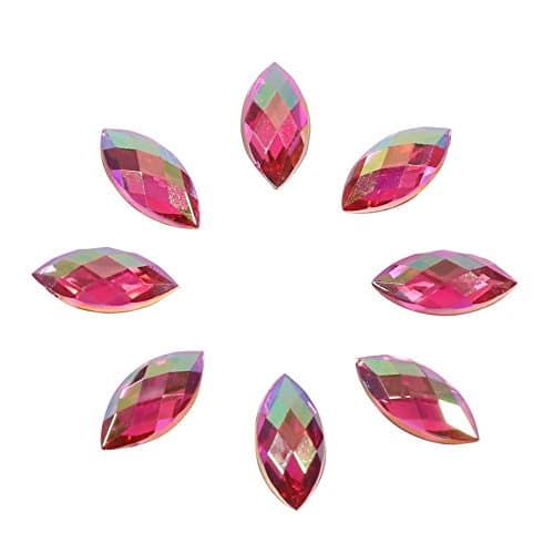 Hakeeta 500 Pcs 7 * 15mm Forme d'oeil de Cheval à Coudre Strass AB Gemmes Couleur Envers Plat en Cristal Acrylique Courroie Perles à La Main pour Accessoires de Décoration de Vêtement.(Rouge)