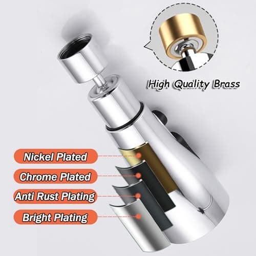 Aérateur de Robinet Pivotant à 360°, Embout Robinet Cuisine avec 3 Modes, Douchette Mousseur Robinet Economie Eau, Adaptateur de Rallonge de TêTe de Robinet Salle De Bain lavabo (Argent)
