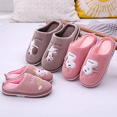 Cozozn Chausson Enfant Fille Pantoufles Hiver Chaussures Chaudes pour La Maison en Fille, Licorne Rose Rouge, Taille 25/26 EU=26/27 CN