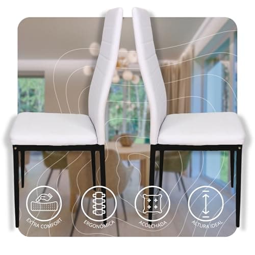 HOME DESIGN & CONFORT Lot de 6 chaises de salle à manger tapissées - (Noir)
