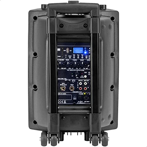 Ibiza - PORT8VHF-BT - Enceinte Portable 8"/400W Max avec 2 micros (Filaire et VHF), télécommande et Housse de Protection - Bluetooth, USB, SD - Autonomie 4 à 6h