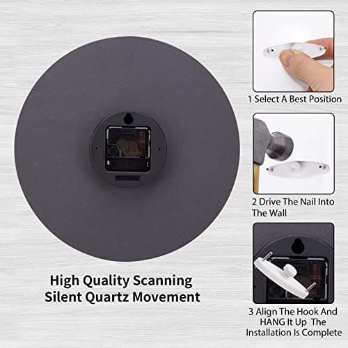 ACCSHINE Horloge Murale en Bois MDF sans tic-tac Silencieux Moderne 30 cm à Quartz Grande Horloge Murale à Piles Facile à Lire pour Chambre Maison Cuisine Chambre Bureau école (Noir)