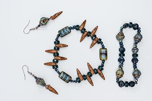 60 g Mix of Unique Czech Bohemia Glass Pressed Beads, Dark Blue, Table Cut, Matte and Glossy, Faceted Fire Polish, Hand Made Set Kit BCV
