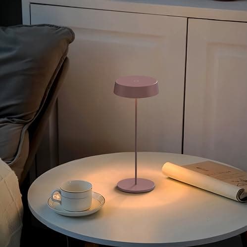 Palmina 901, Led Lampe De Bureau Sans Fil 4400mah, Lampe Rechargeable Usb 4400 Mah, Pour Usage Intérieur/Extérieur Adaptée Pour Dîner, Lecture, Chambre, Jardin Et Bien Plus Encore/Rose