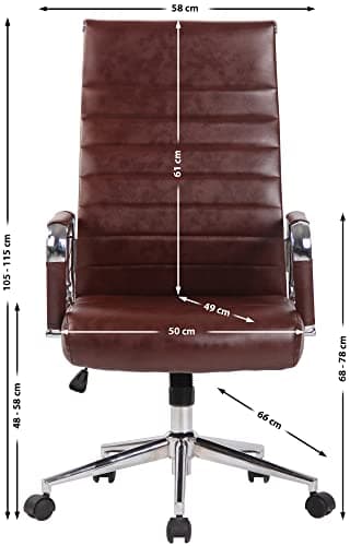 CLP Chaise De Bureau Ergonomique Kolumbus en Similicuir I Fauteuil De Bureau Réglable en Hauteur Pivotant Piètement Mécanisme A Bascule Intégré, Couleur:Bordeaux