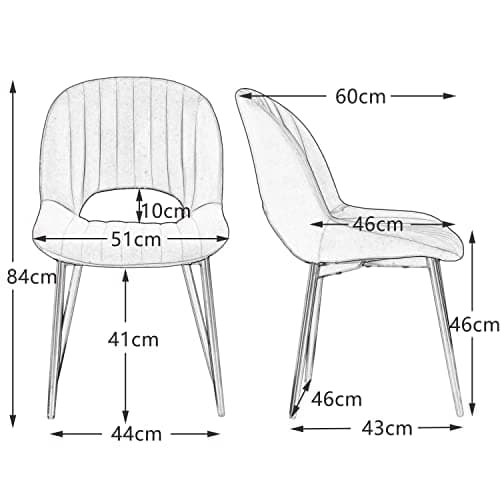 SEPNINE Lot de 2 Chaises de Salle à Manger, Chaise en Velours pour Salle à Manger Scandinave, Chaise de Cuisine Ergonomique avec Coussin Rembourré Épais, Chaise de Salon avec Pieds en Métal, Beige