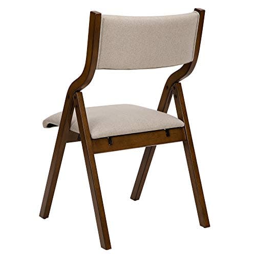 Ball & Cast Juego de 2 sillas de comedor plegables, Silla de oficina plegable Con estructura de Madera, sillas de cocina tapizadas portátiles Para actividades al Aire Libre, Color Gris Pardo