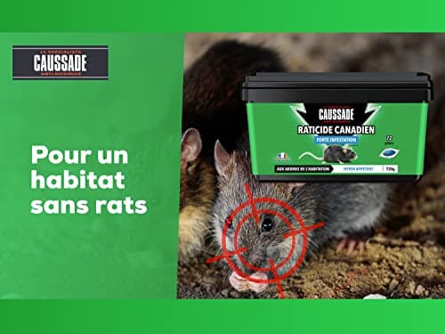CAUSSADE CARPT720 Raticide Canadien - Fortes Infestations - 72 pâtes - Lieux Secs - Lieux Humides - Hyper Appètent - Fabriqué en France