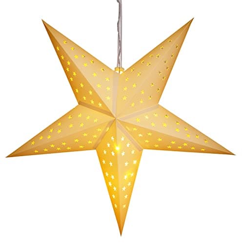 Étoile de noël LED à suspendre Décoration lumineuse en papier 60 cm blanc Lanterne déco à piles maison