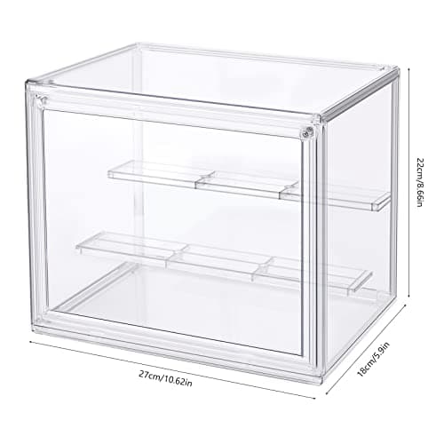 Tigerkinwit Boîte de Présentation en Acrylique 27x18x22 cm Empilable et Amovible Vitrine en Transparent avec Porte Magnétique pour Action Pop Figures Jouets de Collection Objets de Collection
