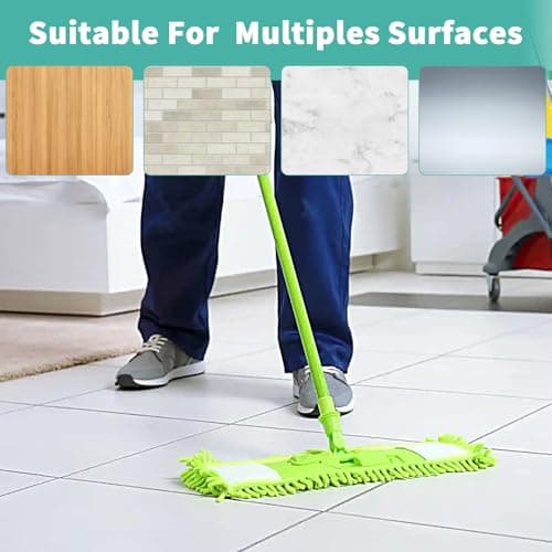 HTTYHT 6 pièces Housse de vadrouille pour Le Nettoyage des sols 42 x 12 cm serpillères en Chenille Bleues/Verte serpillères en Microfibre lavables et réutilisables pour Le Nettoyage des sols