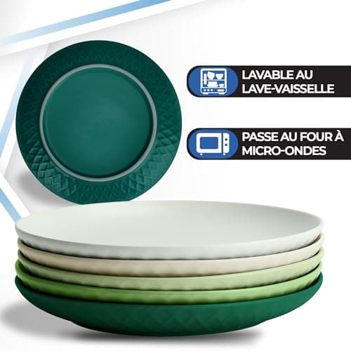 MIAMIO - Set de 6 assiettes/Set d'assiettes modernes en céramique/grès - Collection Palmanova (Vert, 21 cm)